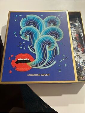 Jonathan Adler Blue, Teal & Red Graphic Puzzle Box